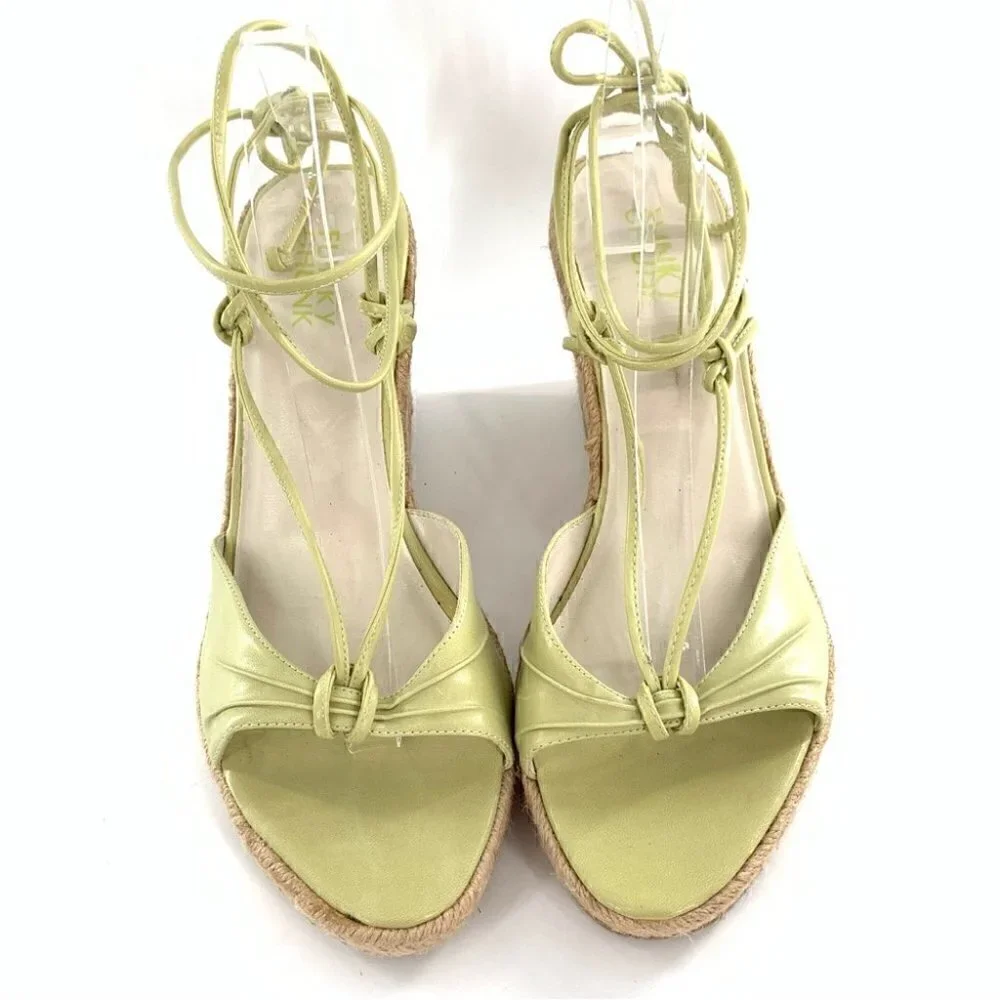 Funky Chunk sandals size 10 green chunky platform Espadrilles vintage 90s y2k